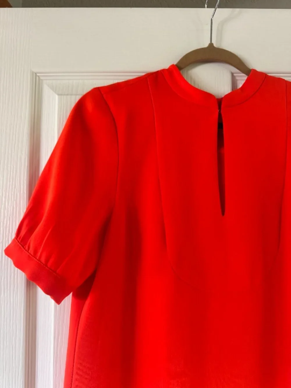 J.Crew Red Short Sleeve Split Neck Shift Dress Size 4